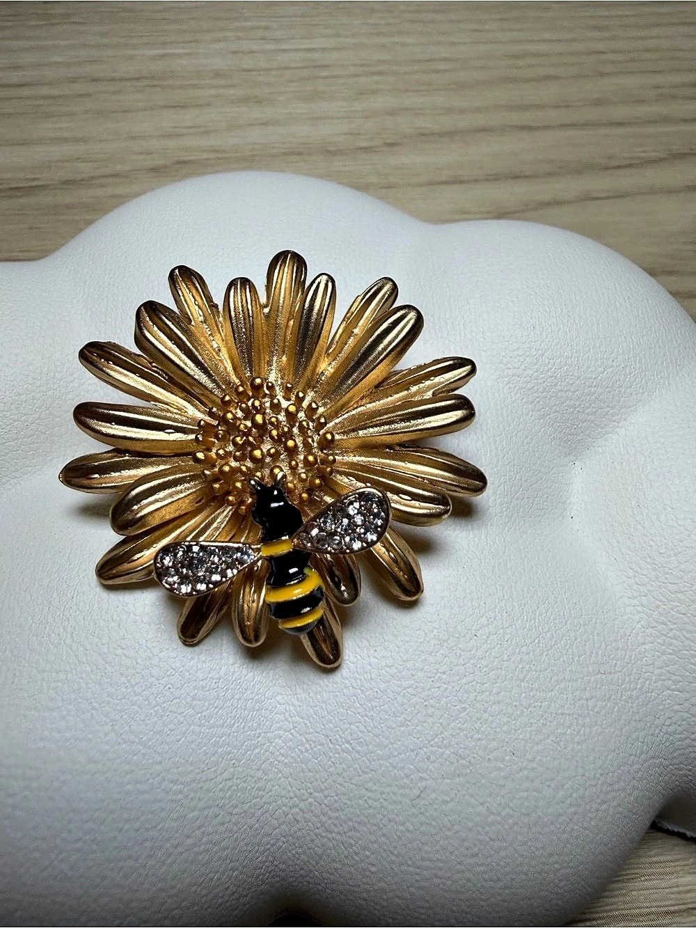 Gold Bee Flower Brooch Pin